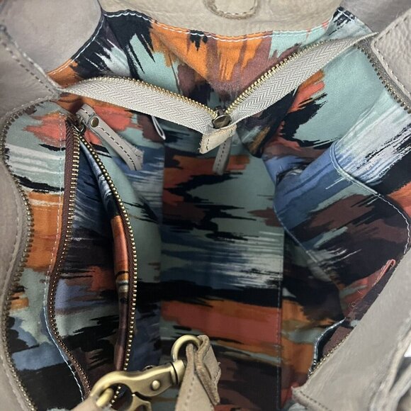 Anthropology Miss Albright Gray Suede Purse Shoulder Strap Boho Handbag Tassels - Picture 7 of 10